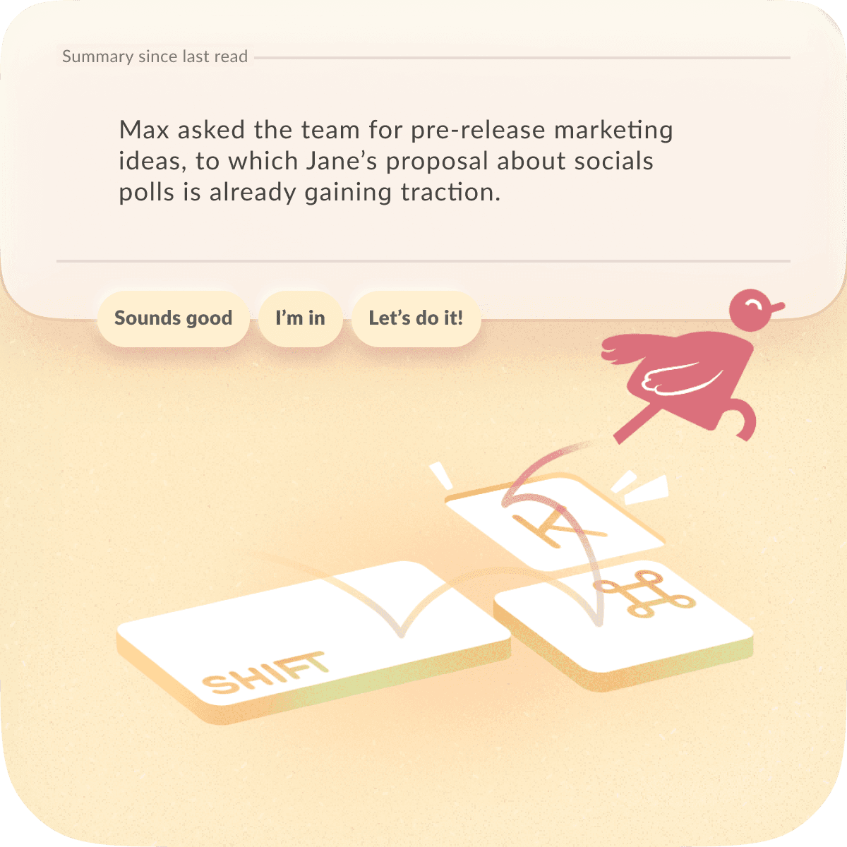 illustration with Zivy's mascot for the keyboard shortcuts feature.